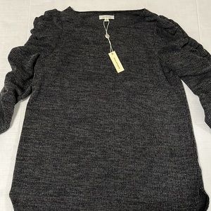 NWT Max Studio Ruched Sleeve Ribbed Knit Top